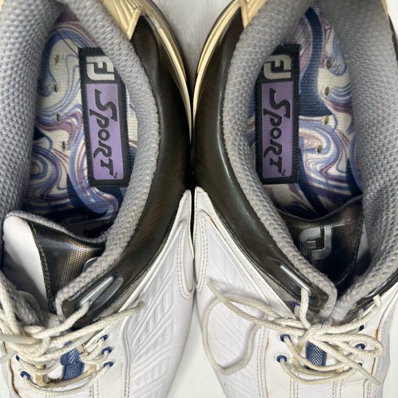 FootJoy Sport Golf Shoes Men’s 9.5M – White/Blue – Spiked Cleats – Read - Picture 10 of 11